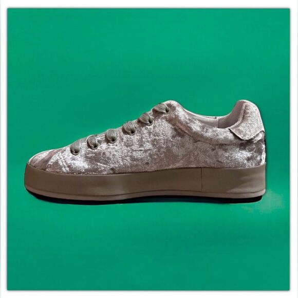 Rag & Bone Sneakers RB1 Low Top in Dove Crushed Velvet Silver Grey - Picture 15 of 17